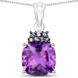 Genuine Cushion Cut Amethyst Pendant Necklace