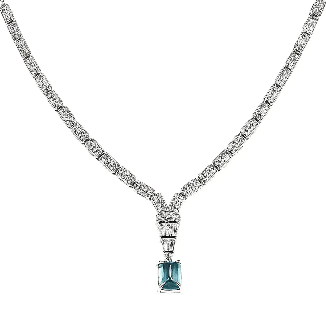 Collar con piedra natal de topacio azul de Londres natural