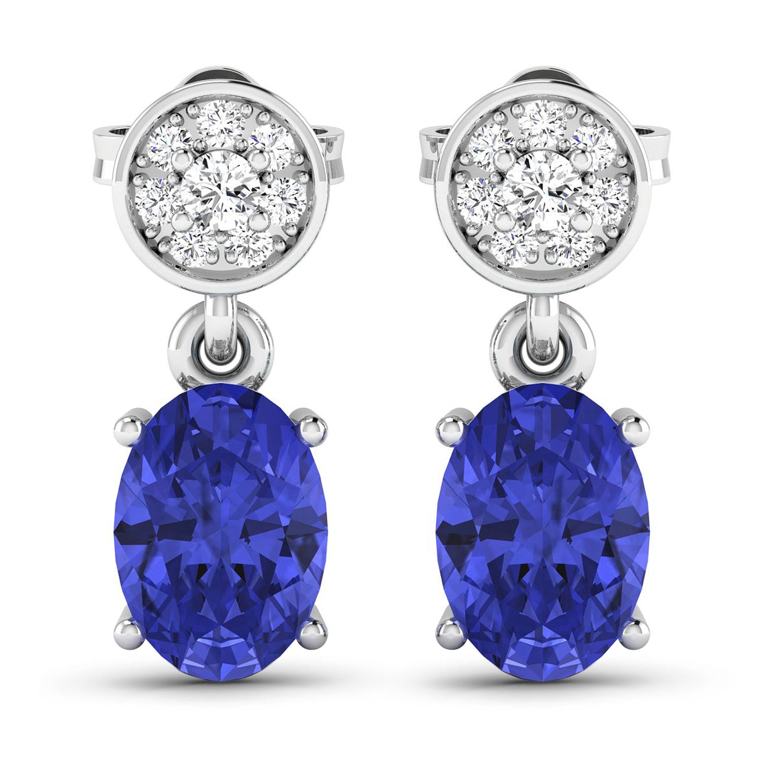 Genuine Tanzanite and White Diamonds Dangle earrings