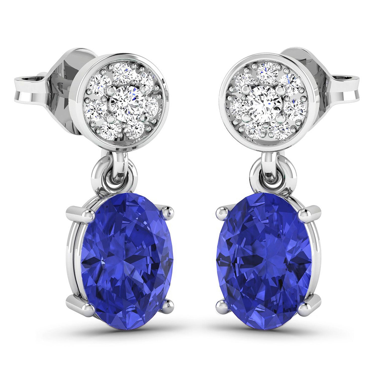 Genuine Tanzanite and White Diamonds Dangle earrings