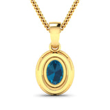 14K Yellow Gold London Blue Topaz Halo Pendant