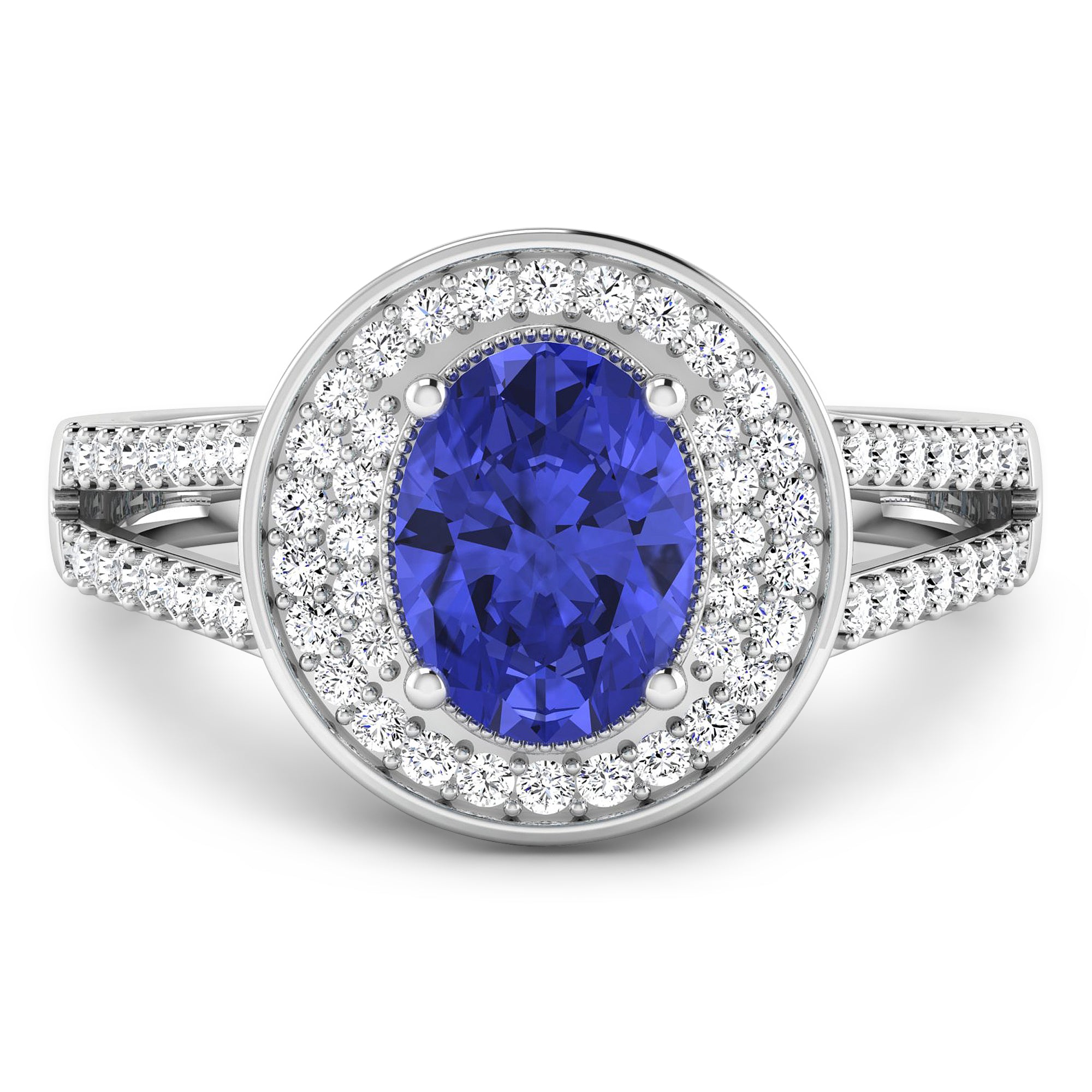 Genuine Tanzanite Diamond Halo Ring