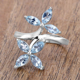 Aquamarine Flower Bypass Ring