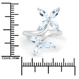 Aquamarine Flower Bypass Ring