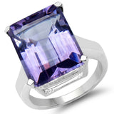 Genuine Purple Amethyst Silver Statement Ring