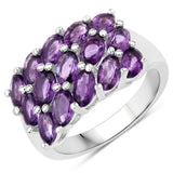 Genuine Amethyst Cluster Ring Silver