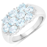 Natural Blue Topaz Cluster Ring