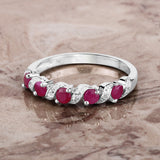 Genuine Ruby and White Topaz 5 Stone Ring