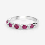 Genuine Ruby and White Topaz 5 Stone Ring