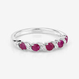 Genuine Ruby and White Topaz 5 Stone Ring