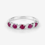 Genuine Ruby and White Topaz 5 Stone Ring