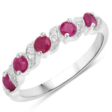 Genuine Ruby and White Topaz 5 Stone Ring