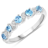 Genuine Swiss Blue Topaz 5 Stone Ring