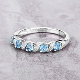 Genuine Swiss Blue Topaz 5 Stone Ring