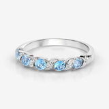 Genuine Swiss Blue Topaz 5 Stone Ring