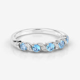 Genuine Swiss Blue Topaz 5 Stone Ring