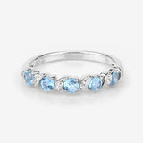 Genuine Swiss Blue Topaz 5 Stone Ring