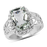 Genuine Green Amethyst Halo Ring