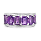 Genuine Amethyst Half Eternity Band Ring