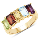 Silver Multi Gemstone Ring