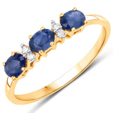 10K Yellow Gold Blue Sapphire Ring with Diamonds