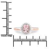 14K Rose Gold Morganite Halo Ring With Diamonds