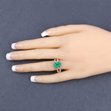 14K Gold Genuine Green Zambian Emerald Diamond Ring