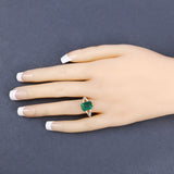 Genuine Zambian Emerald and White Diamond 14K Gold Ring