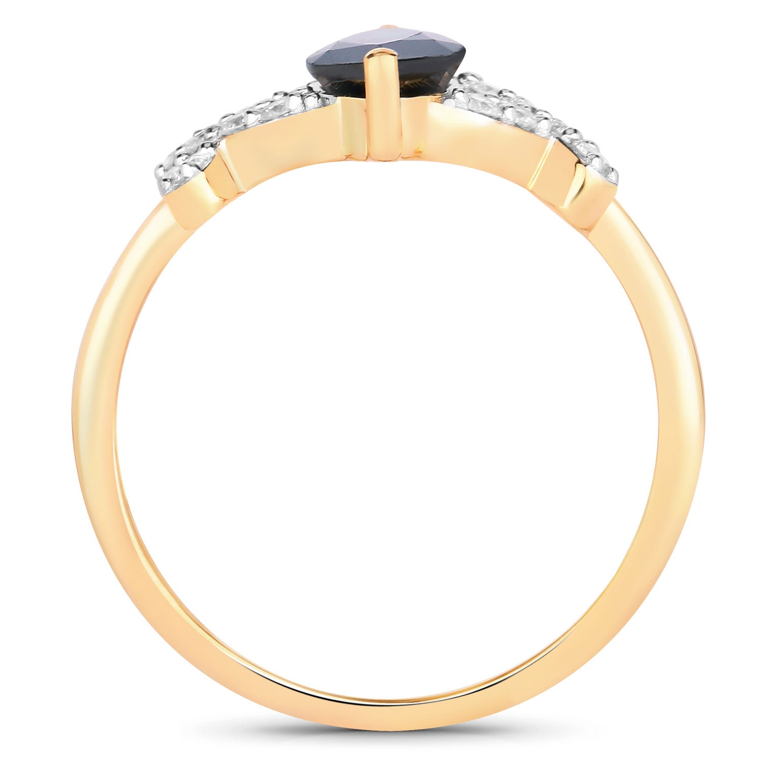 1.50ct Marquise Blue Sapphire and White Diamond Prong Butterfly 14K Yellow Gold Ring image 2