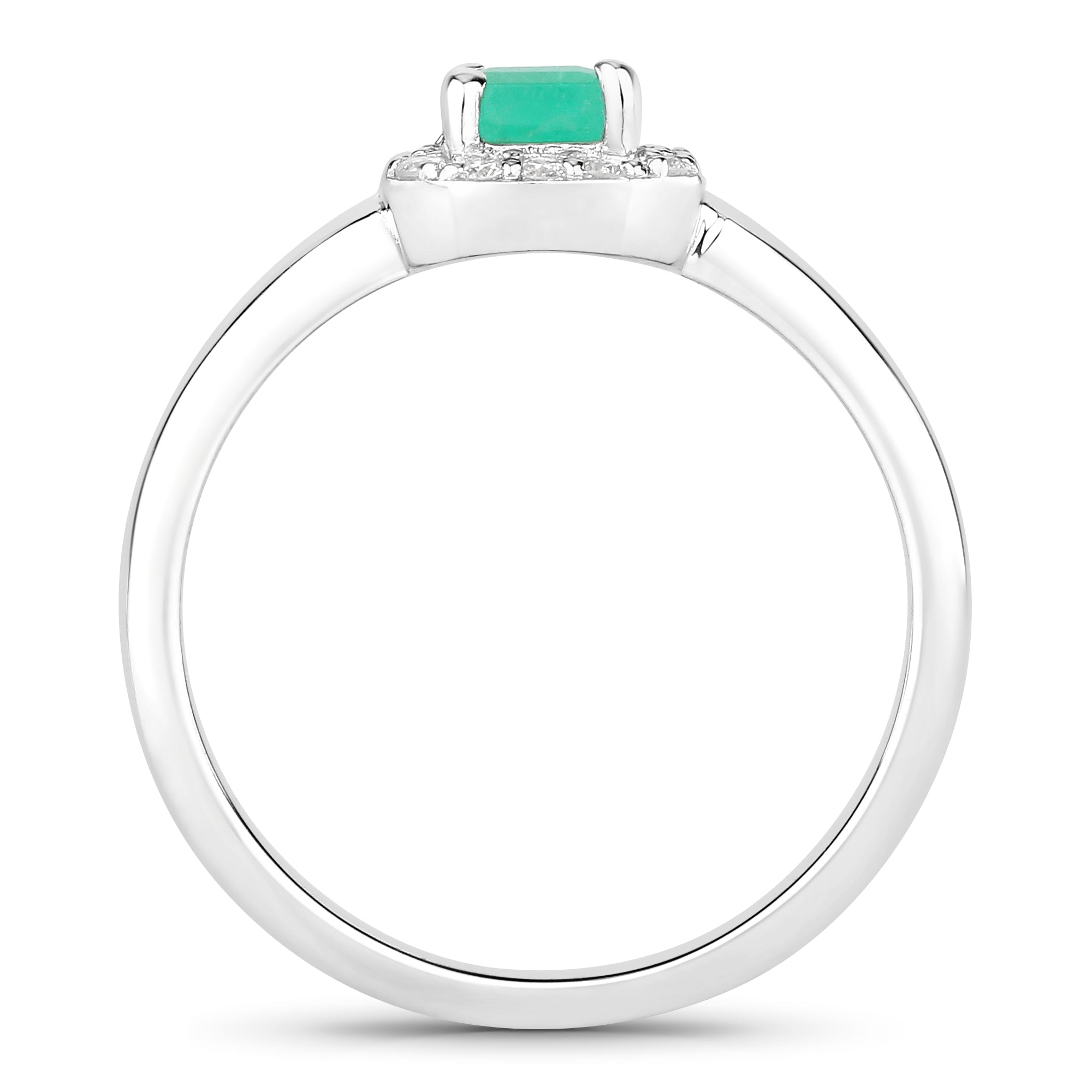 Natural Zambian Emerald and Lab Diamond Ring