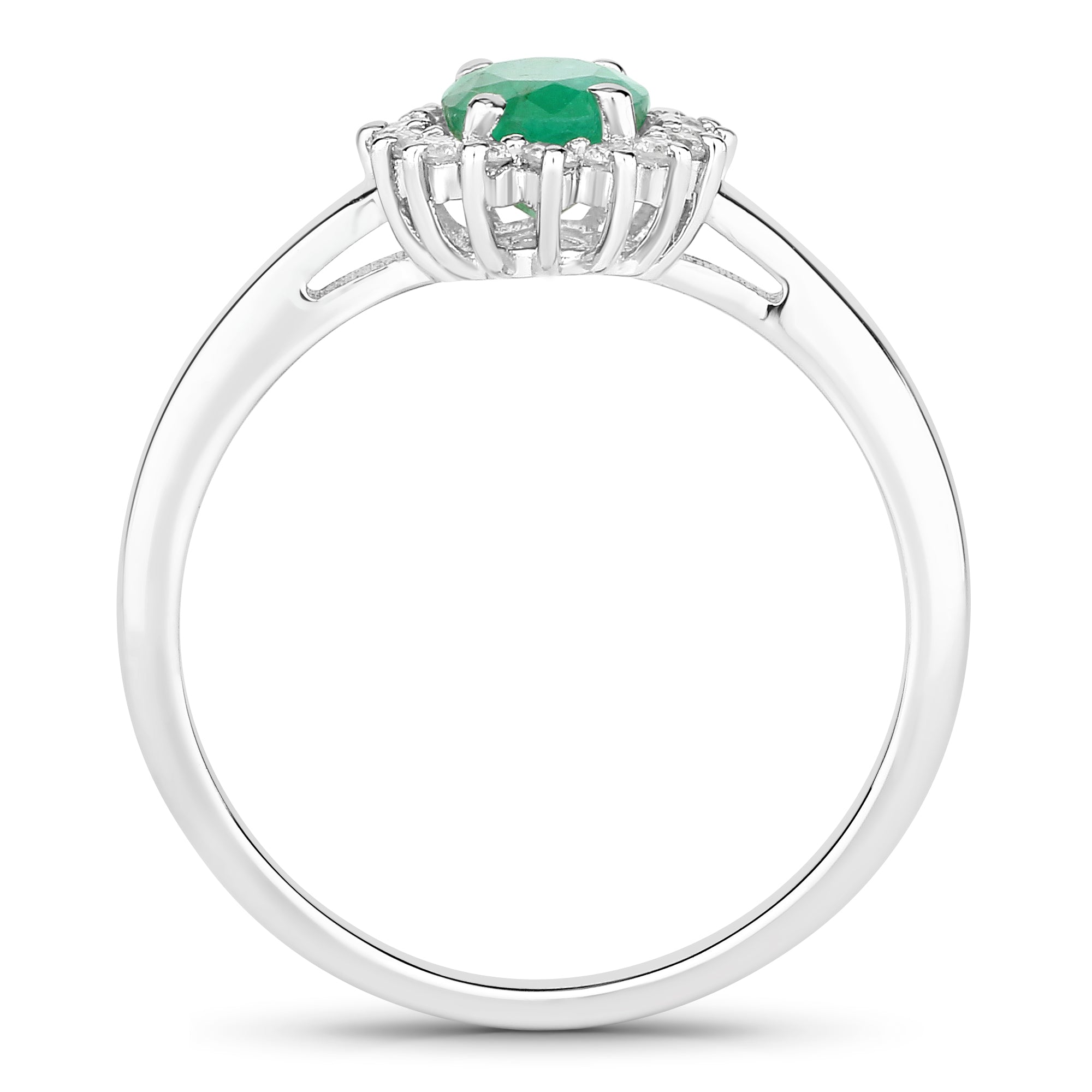 Natural Zambian Green Emerald and Diamond Ring