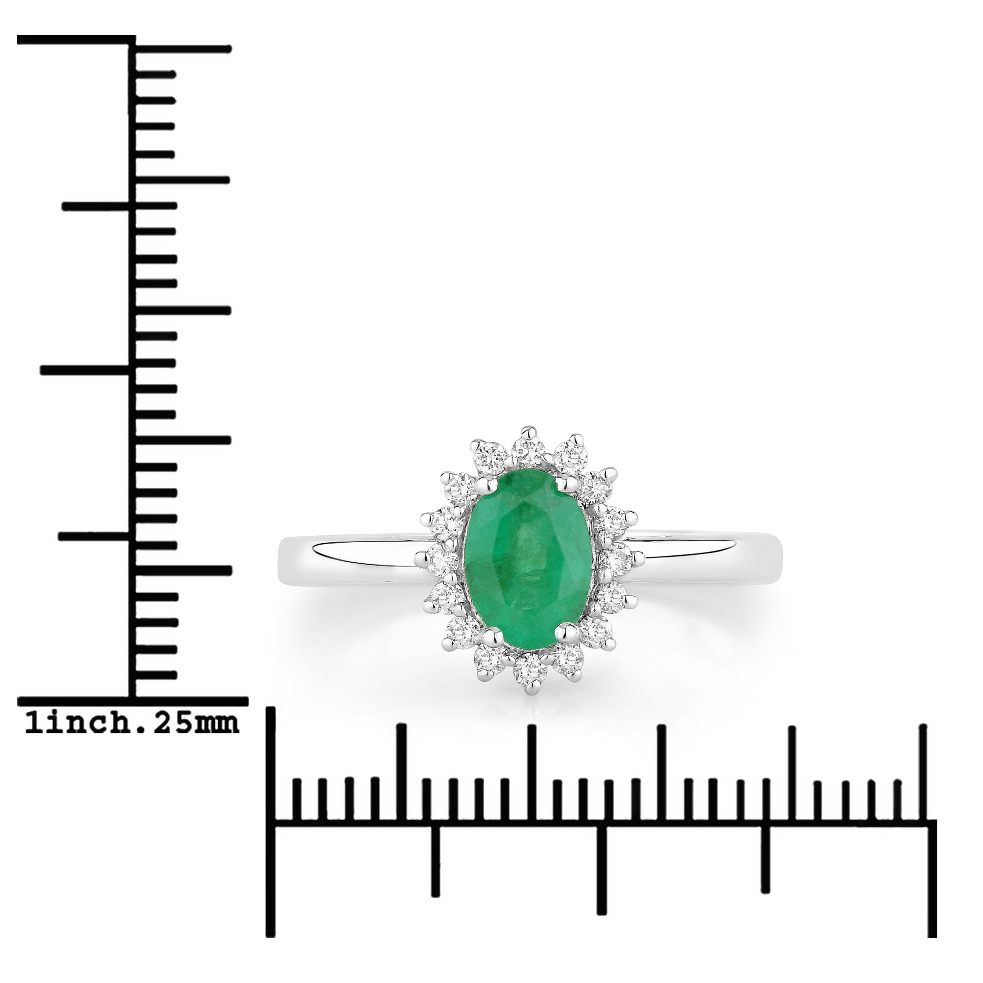 Natural Zambian Green Emerald and Diamond Ring