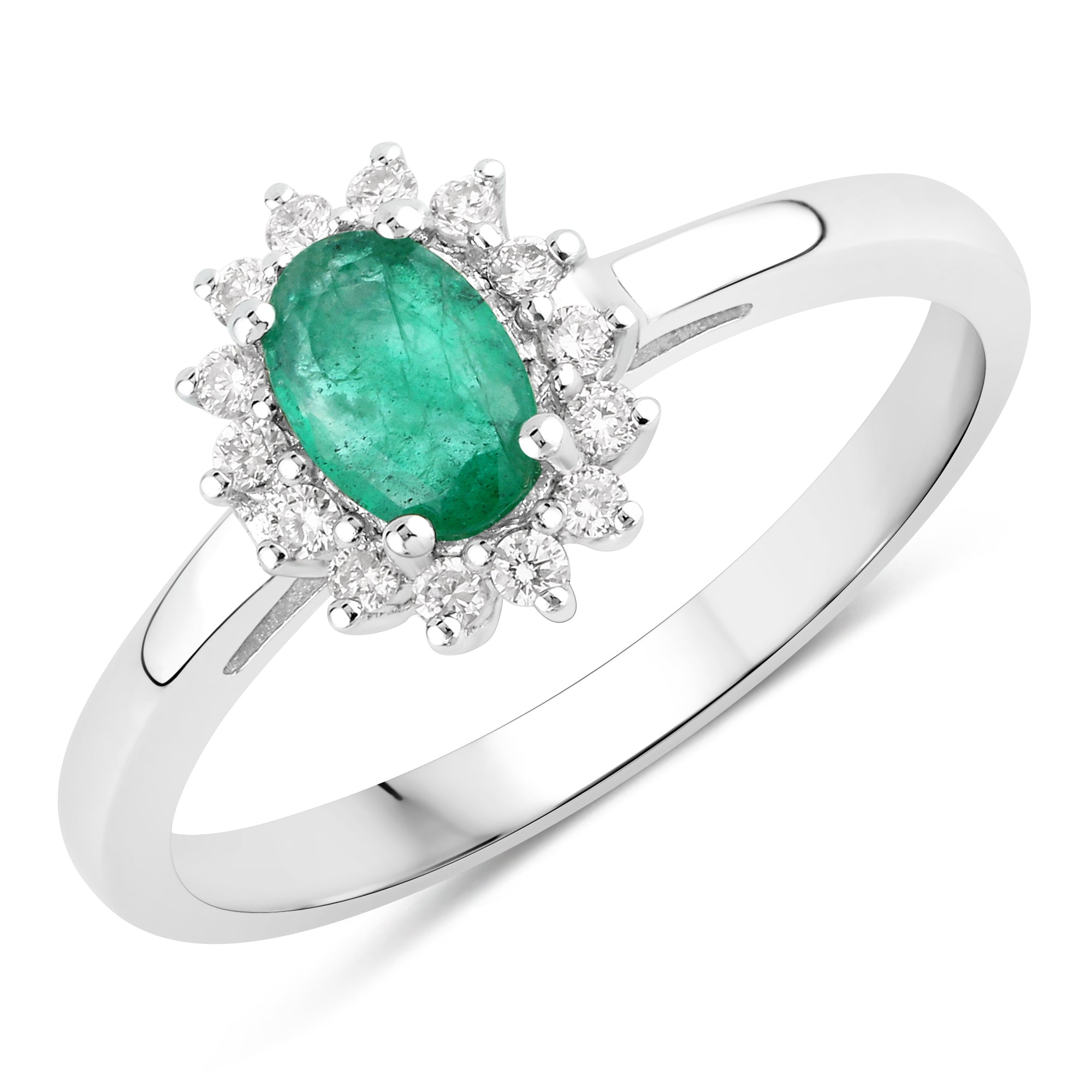 Natural Zambian Emerald Green Diamond Ring
