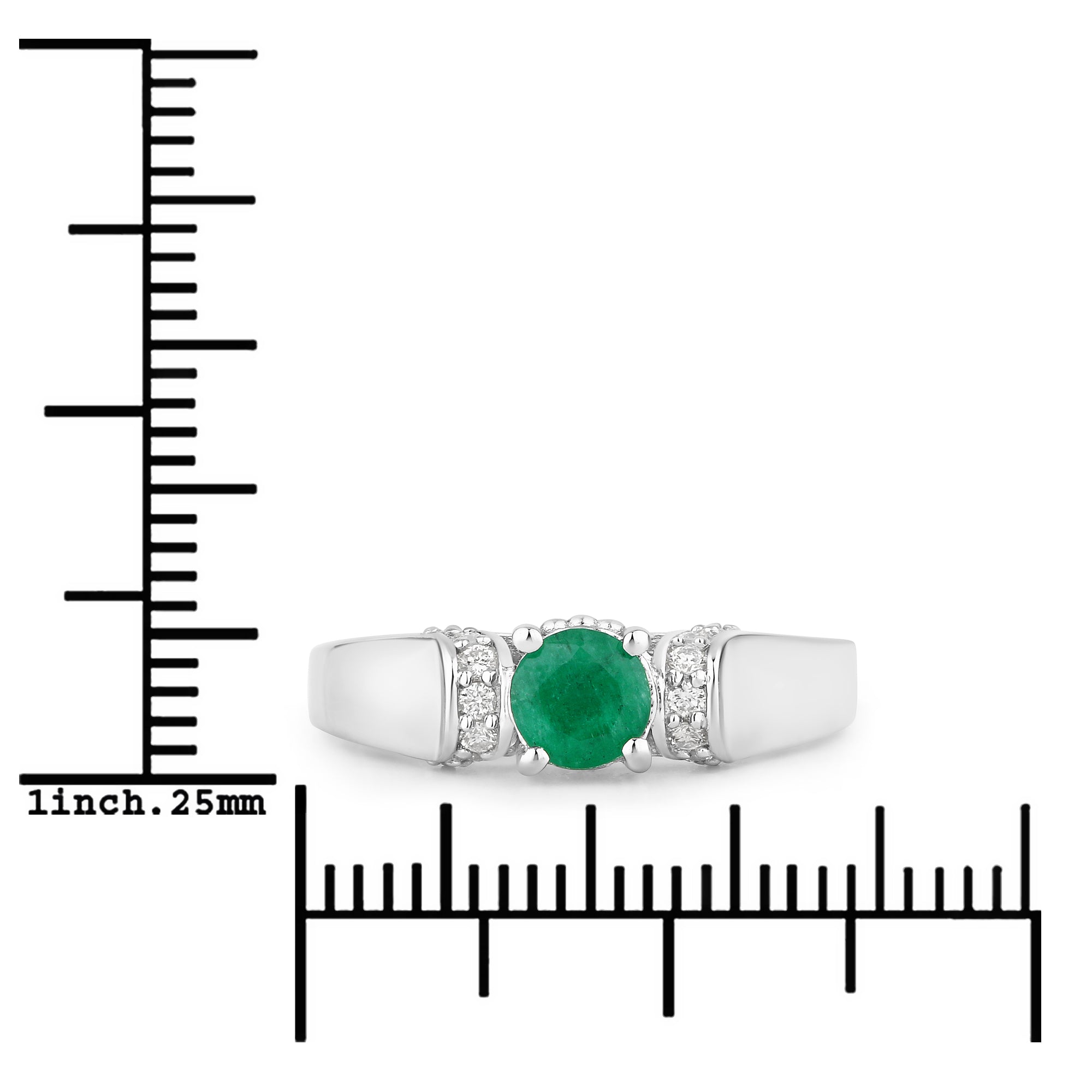 Natural Zambian Emerald Round Silver Ring