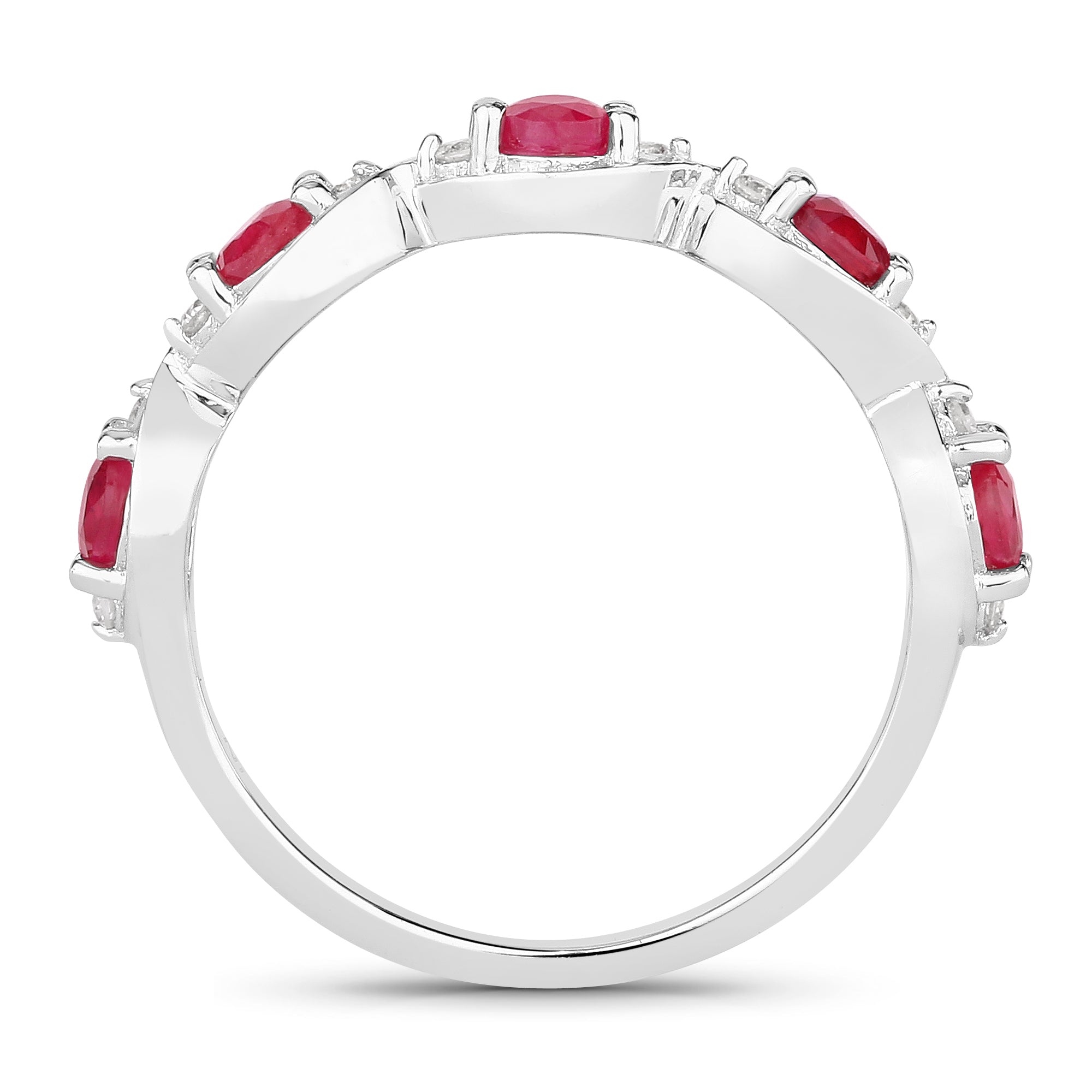 Natural Ruby and Lab Diamond Infinity Band Ring