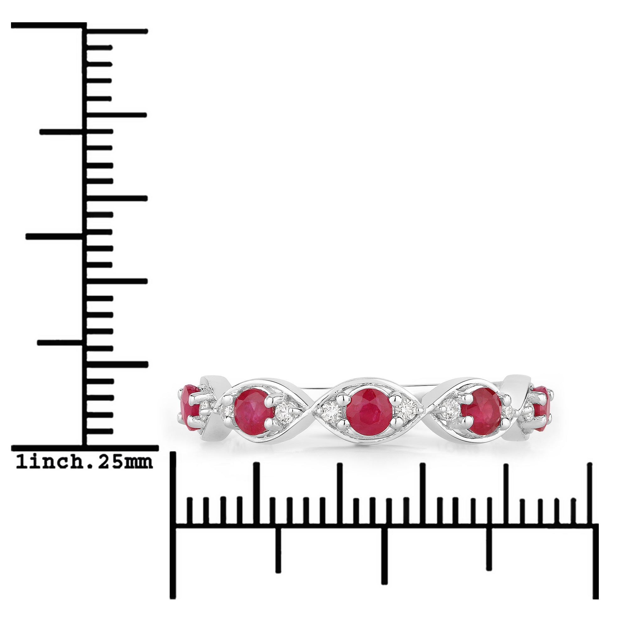 Natural Ruby and Lab Diamond Infinity Band Ring