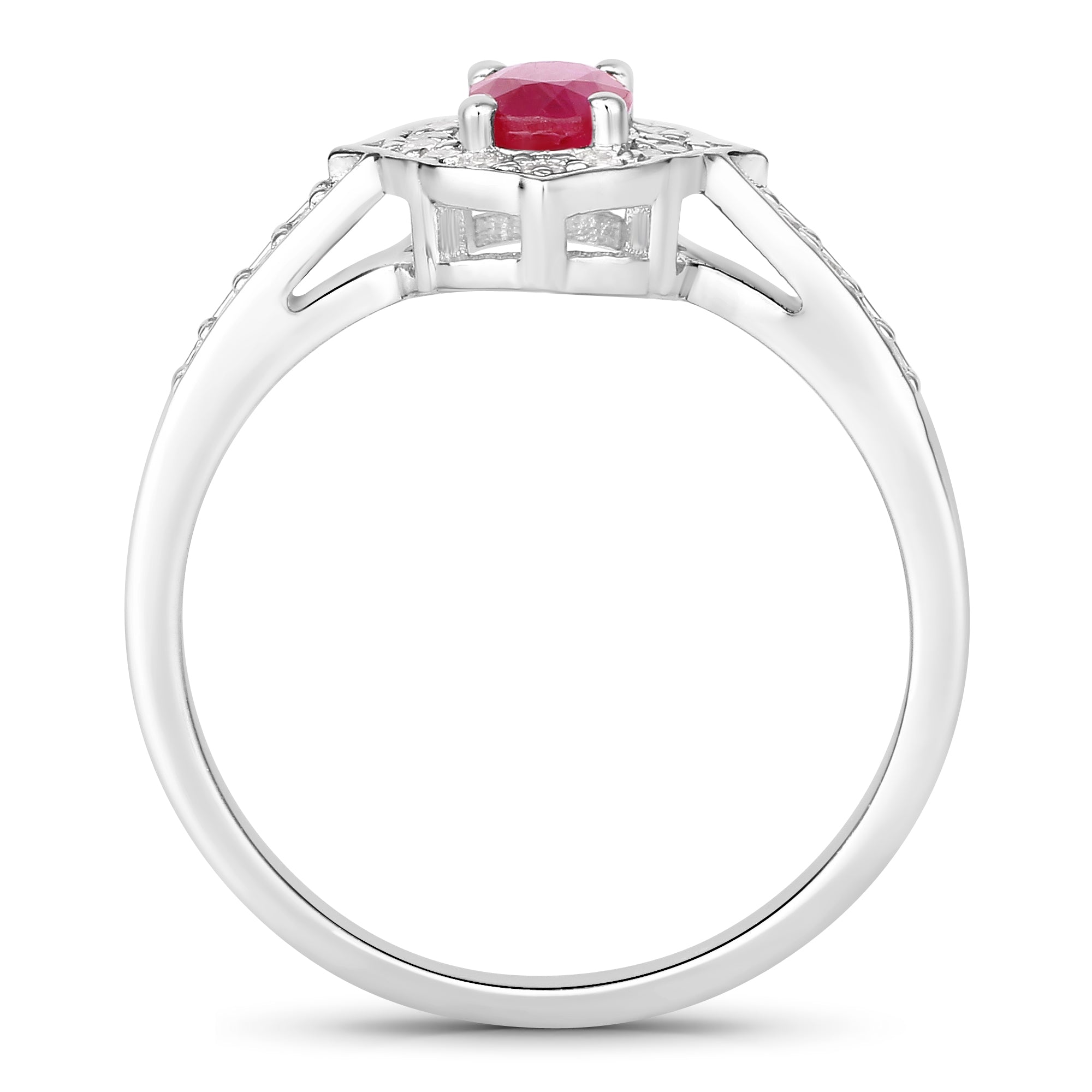 Natural Ruby and Lab Diamond Halo Ring