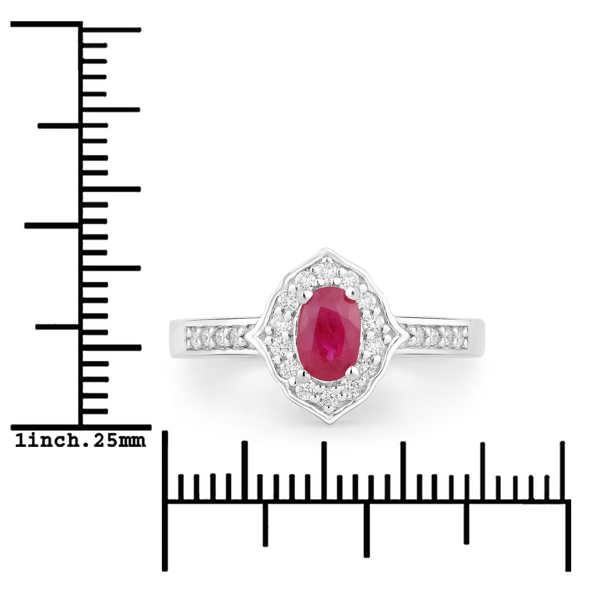 Natural Ruby and Lab Diamond Halo Ring