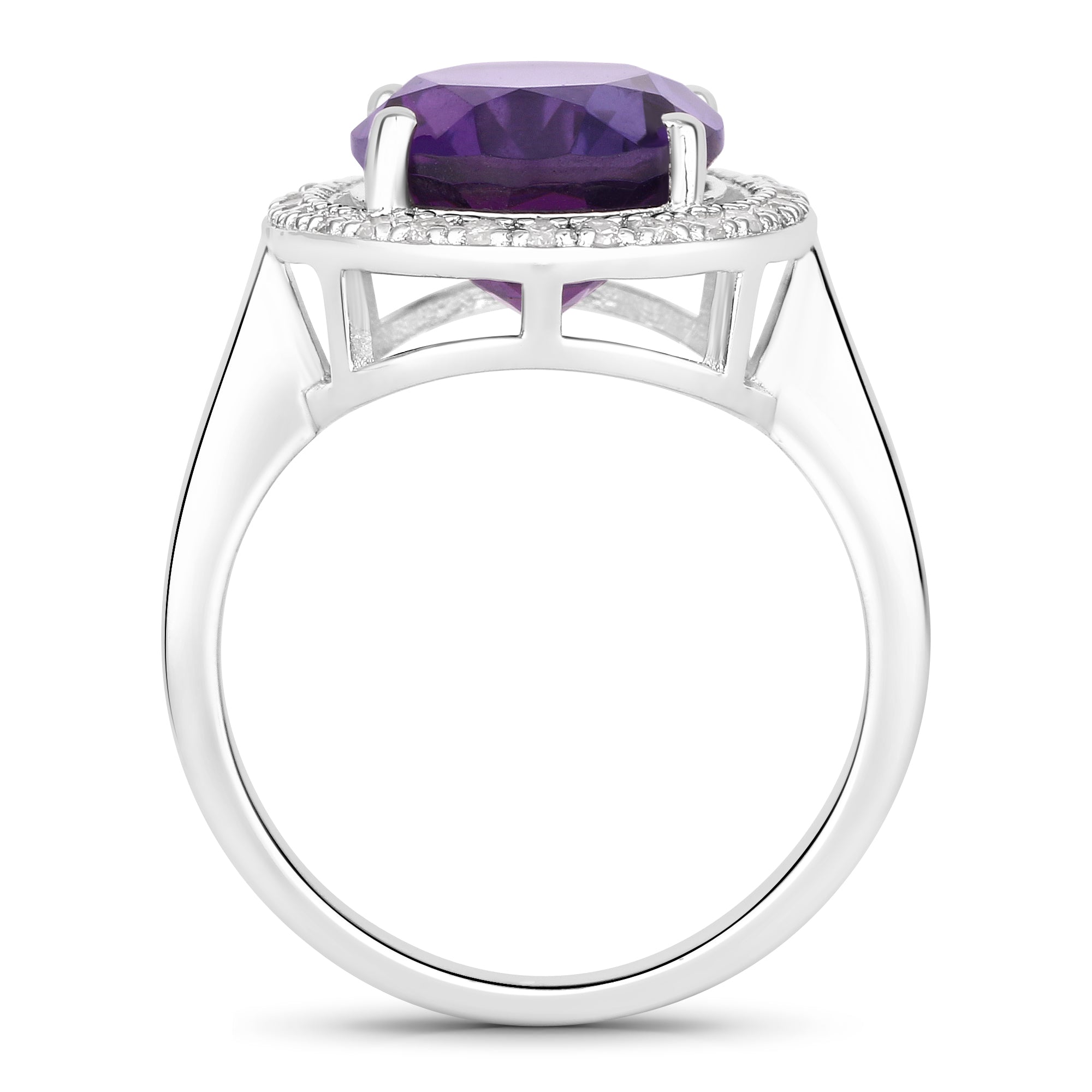 Natural Amethyst Lab Diamond Halo Ring