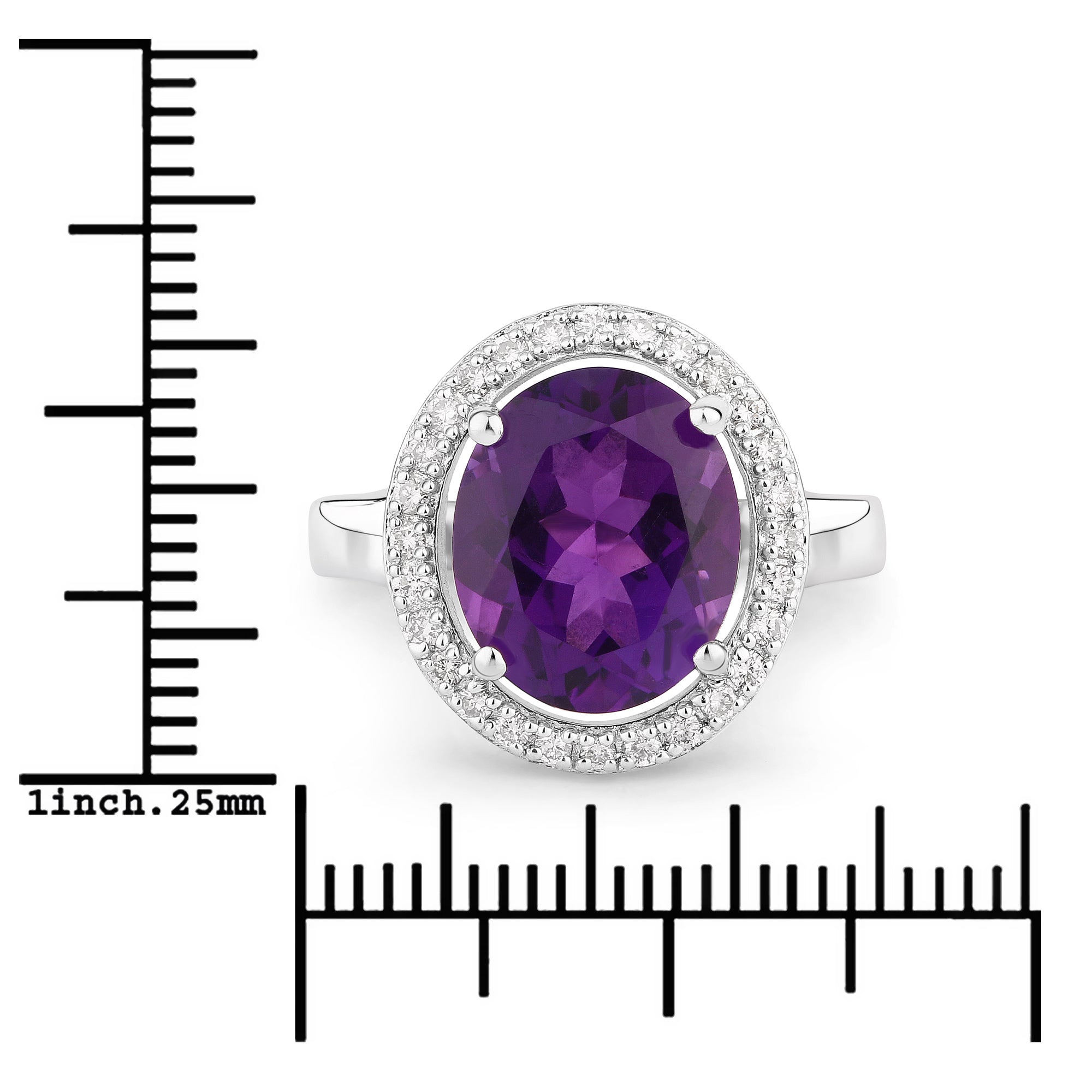 Natural Amethyst Lab Diamond Halo Ring