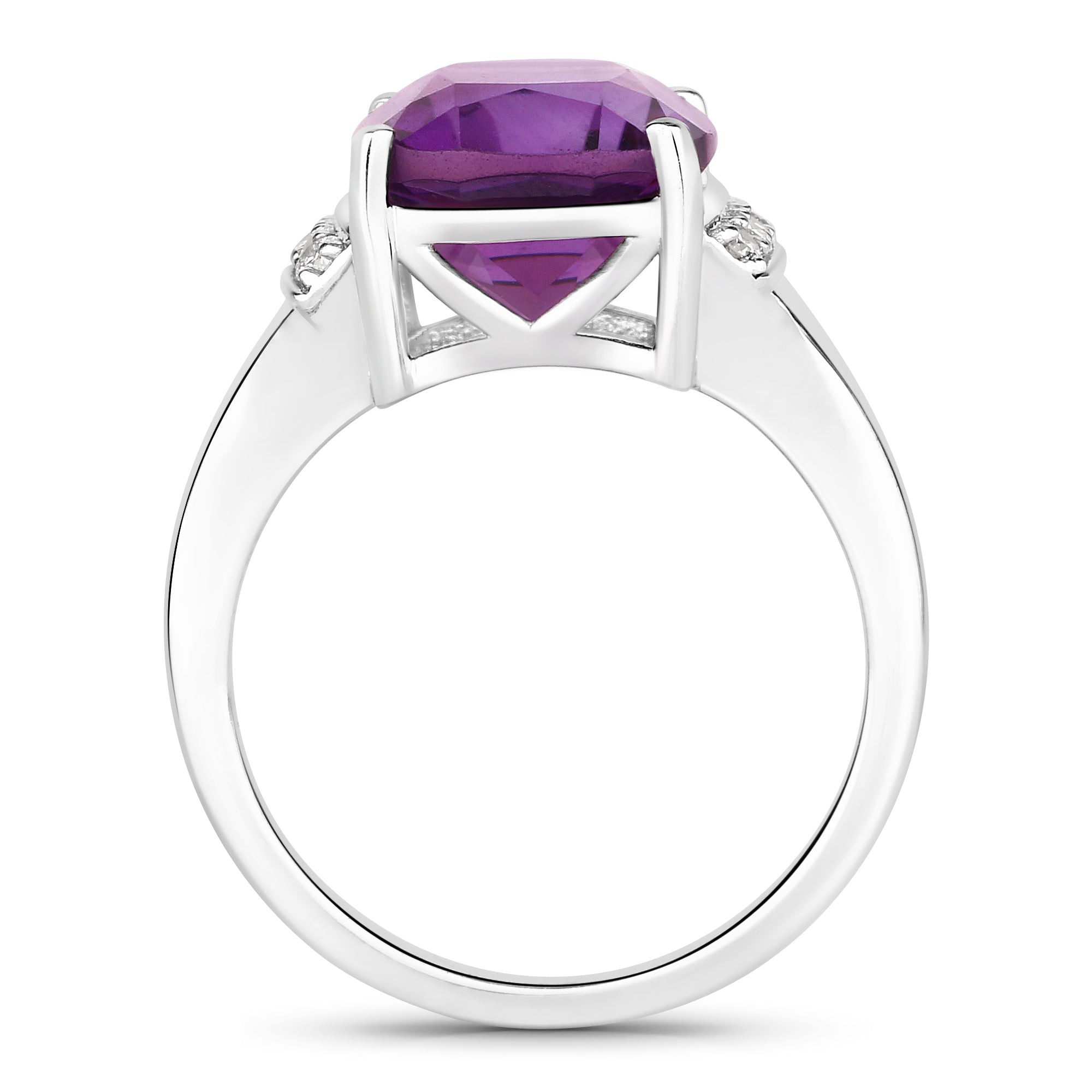 Natural Amethyst and Lab Diamond Cocktail Ring
