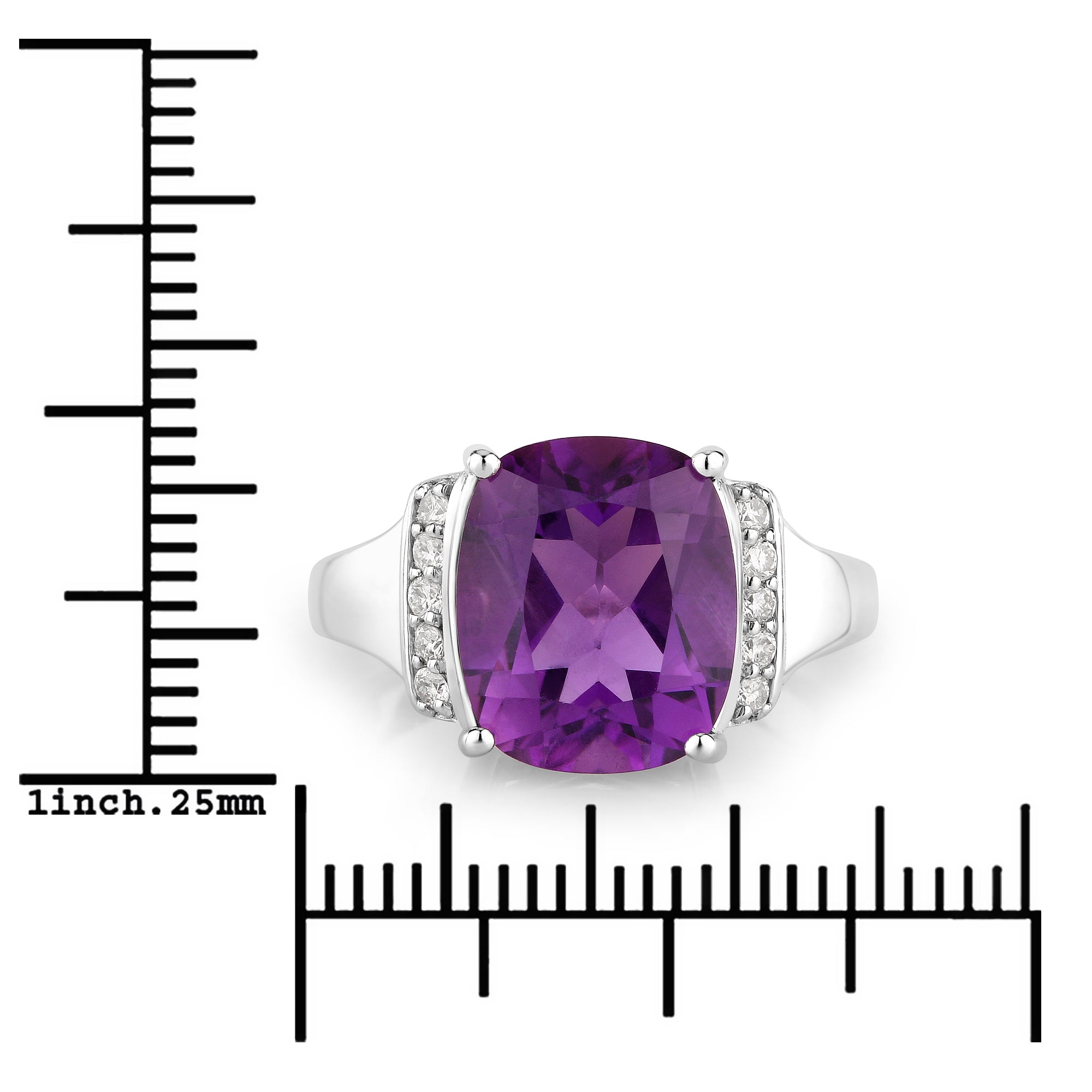 Natural Amethyst and Lab Diamond Cocktail Ring