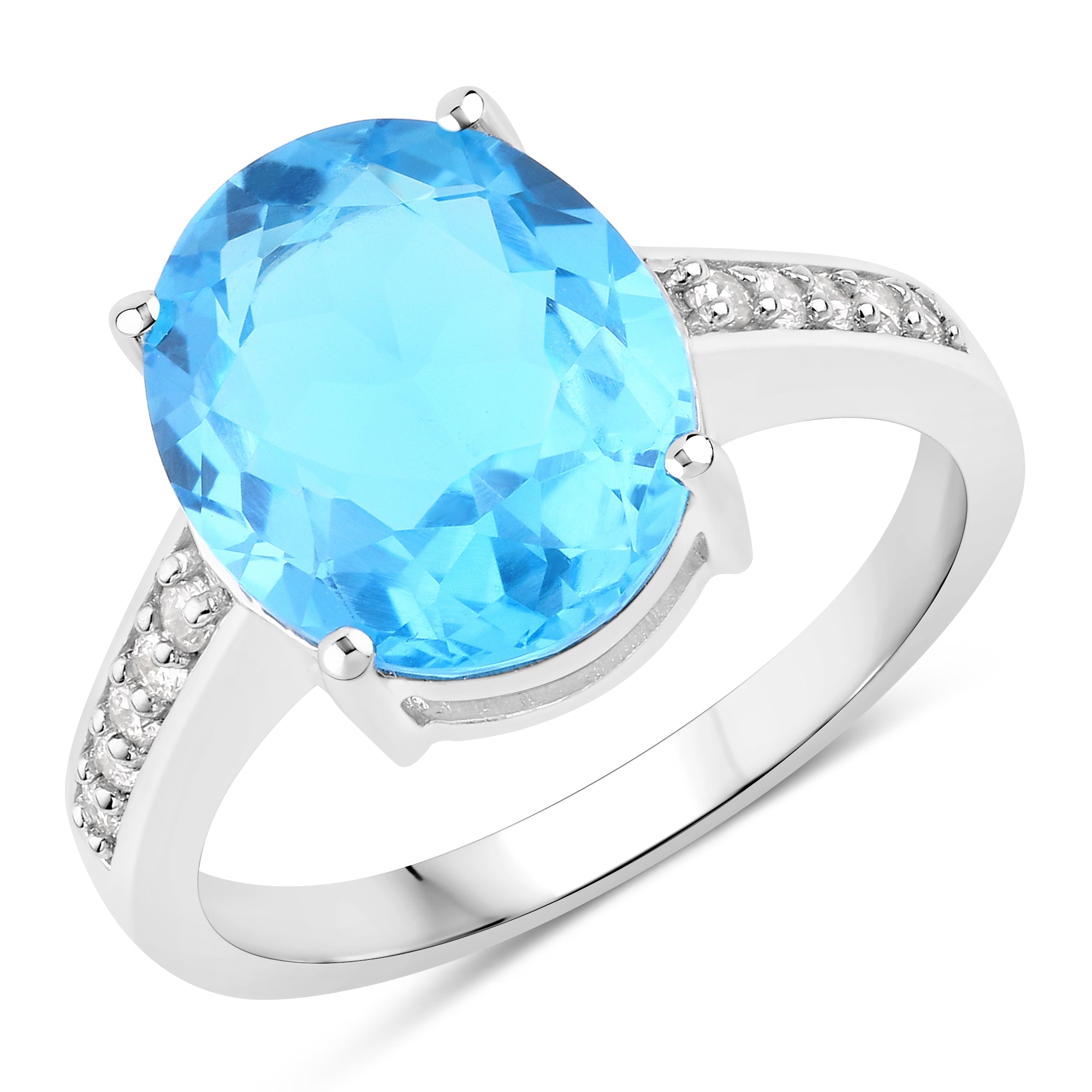 Natural Swiss Blue Topaz and Diamond Bridge Ring