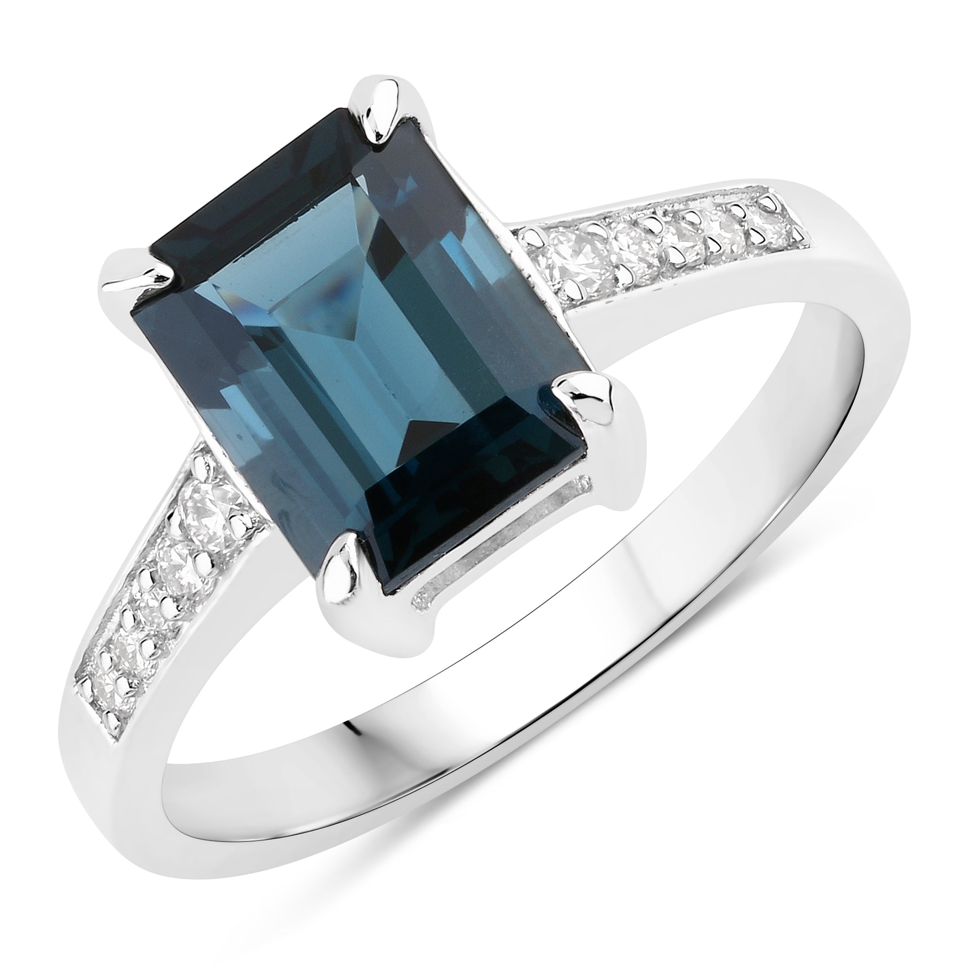 Natural London Blue Topaz Diamond Engagement Ring