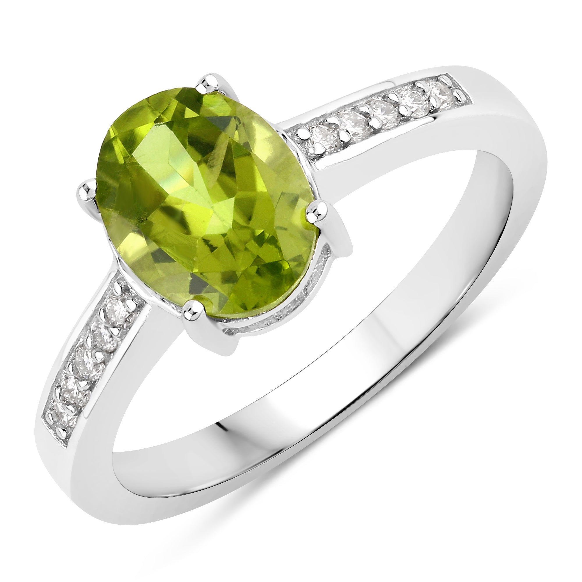 Natural Peridot Lab Diamond Ring