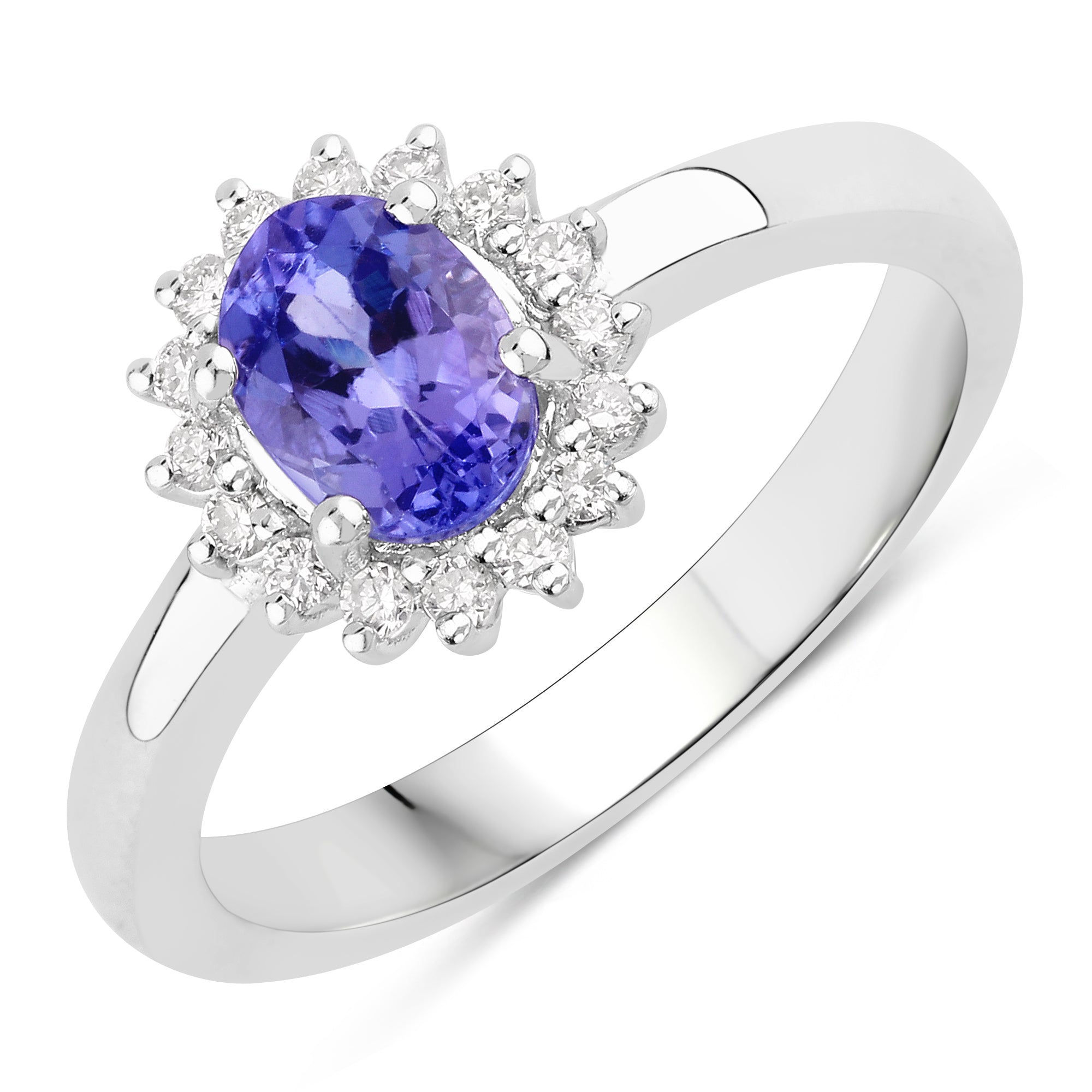 Natural Tanzanite Lab Diamond Halo Ring