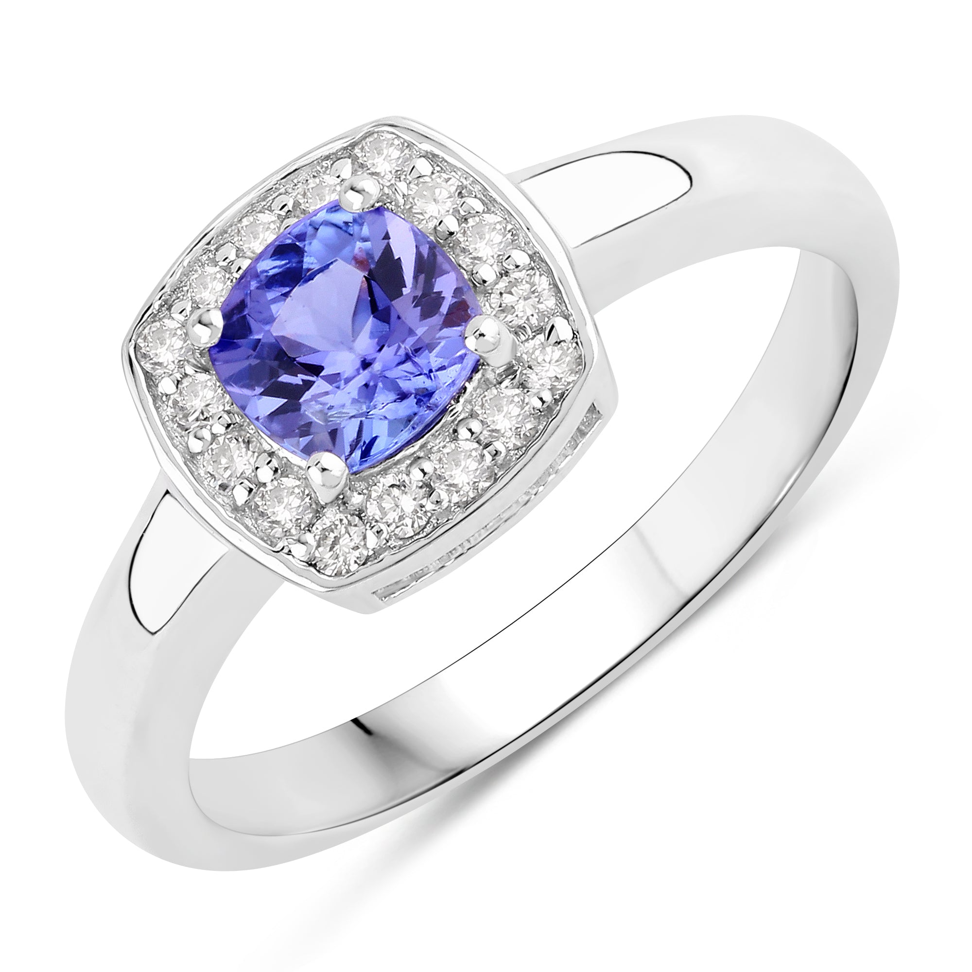 Natural Tanzanite Lab Diamond Cushion Cut Ring