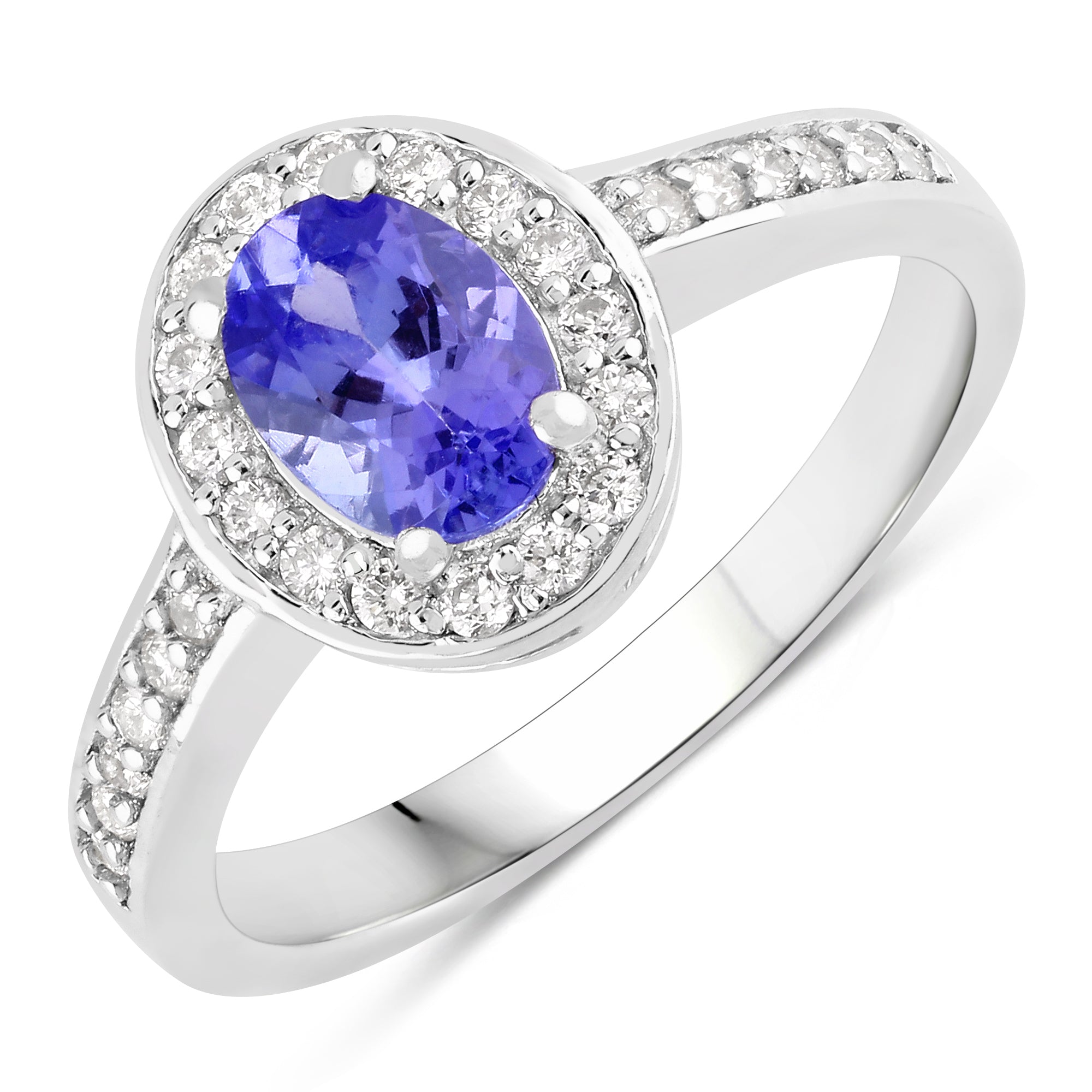 Natural Tanzanite and Lab Diamond Ring