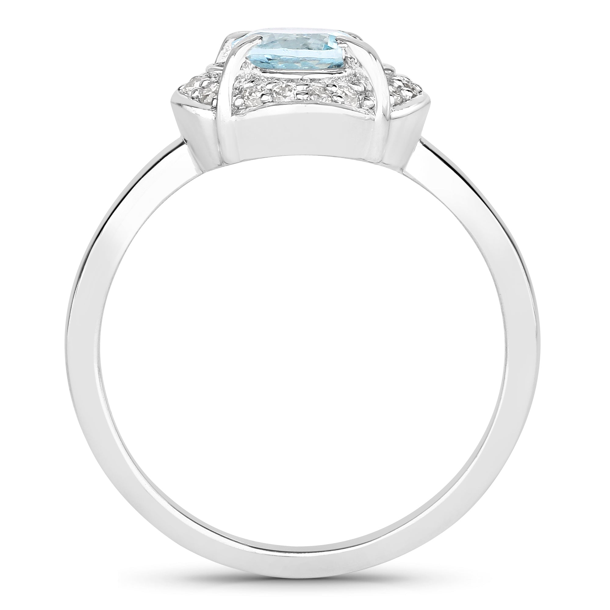 Natural Aquamarine Lab Diamond Halo Ring