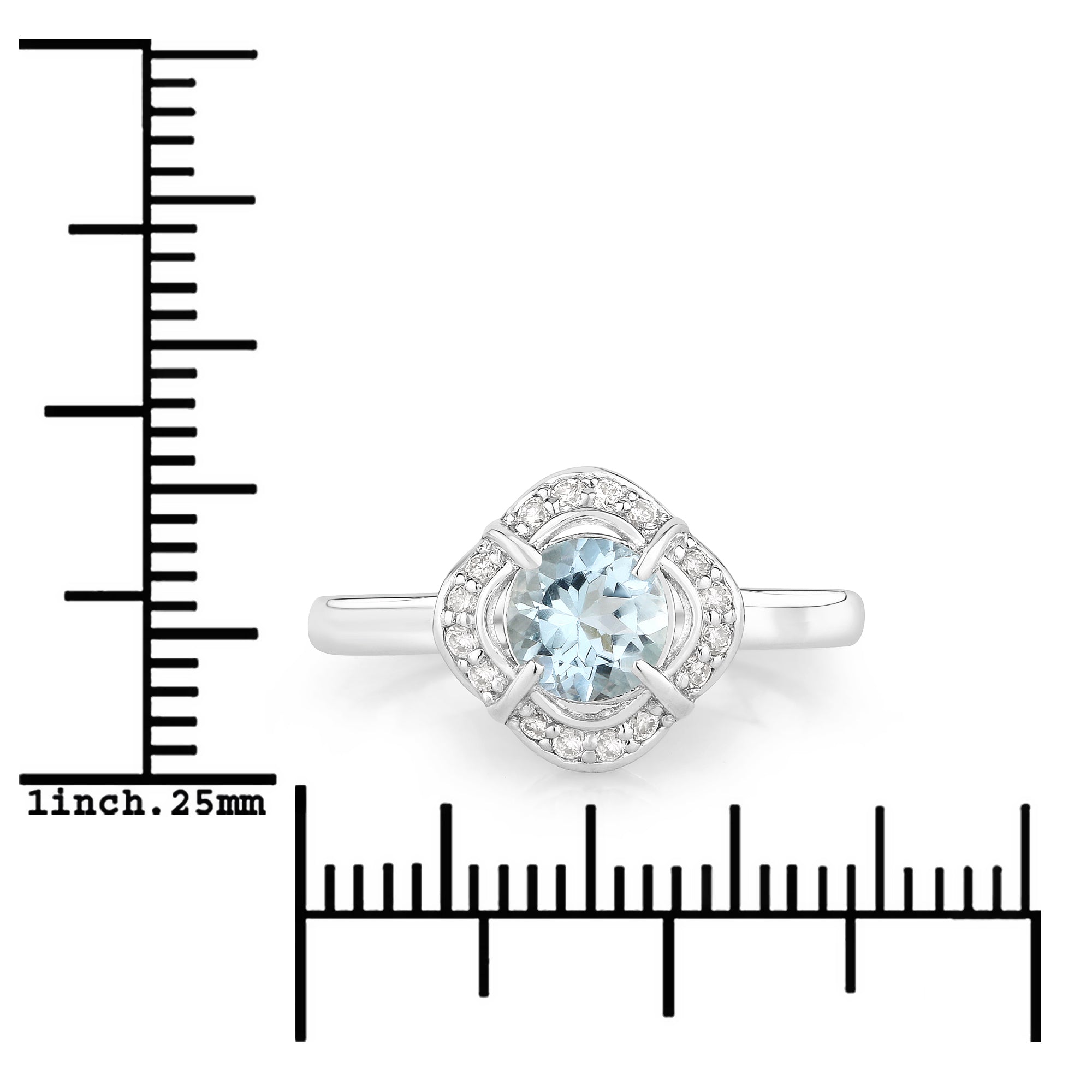 Natural Aquamarine Lab Diamond Halo Ring